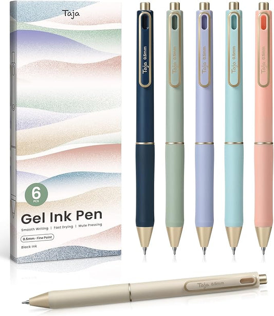 Taja Gel Pens (Black, 6 Pcs)