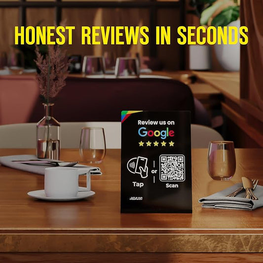 REVLIXI Google Review Stand (10 PCS)- Boost Reviews w/Reusable Google Review Tap Card Stand & QR Code Stand -No App, No Subscription-Android & iPhone Compatible -Boost Google Reviews for Online Growth