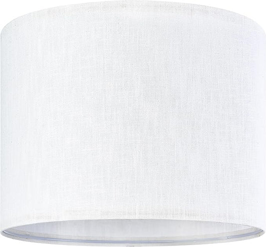 GO&SO White Textured Drum lampshade Medium Lamp Shade 13" Top x 13" Bottom x 10" High (Spider) Modern Linen Lamp Shades for Table Lamp Bedside Lamp Natural Linen Replacement Assembly is Required