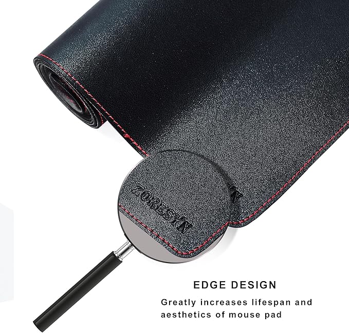 ZORESYN Leather Desk pad (47.24" x 31.50") - pu Leather Desk mat with Suede Base - Large Gaming Mouse pad Waterproof Table Mat Desktop Writing Pad Mouse Mat (Black)