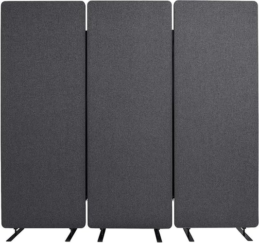 Stand Up Desk Store ReFocus Freestanding Noise Reducing Acoustic Room Wall Divider Office Partition (Ash Grey, 72" x 66", Zippered 3-Pack)