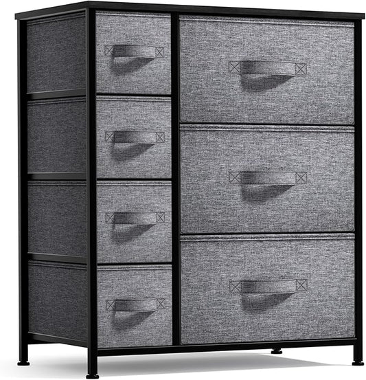 Sorbus Dresser with 7 Drawers - Chest Organizer Tower Unit with Steel Frame, Wood Top, Easy Pull Fabric Bins - Storage Furniture for Bedroom, Hallway, Closet & Office Organization