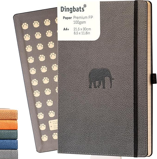 Dingbats* - Wildlife Lined Extra Large A4 Notebook - PU Leather Hardcover Journal for Work, Writing - Pocket, Elastic Closure, Pen Holder, Bookmark