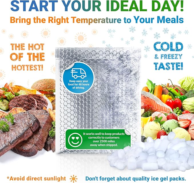 Amiff Silver Thermal Bubble Mailer, 6 x 6 Inches. 10 Pack Metallic Bubble Mailers. Self-Seal Insulated Mailers for Cold Shipping. Padded Envelopes Waterproof. Thermal Bag for Food, Cosmetics