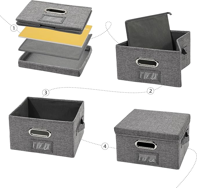 Remowith Greeting Card Organizer and Storage Box with 20 Pcs Adjustable Dividers, Storing Cards with 84 Pcs Labels Perfect for Storing Greeting Cards, Envelopes, Photos 2 Pack Grey