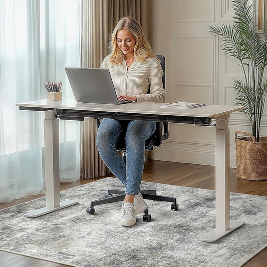 Office Chair Mat for Hardwood Tile Floor, Abstract 48"X 60" Desk Mats for Office Chair on Rolling Chairs Carpet, Desk Anti-Slip 1/5" Thick Rug for Computer Chair, Thin Low-Pile Floor Mat, Slate