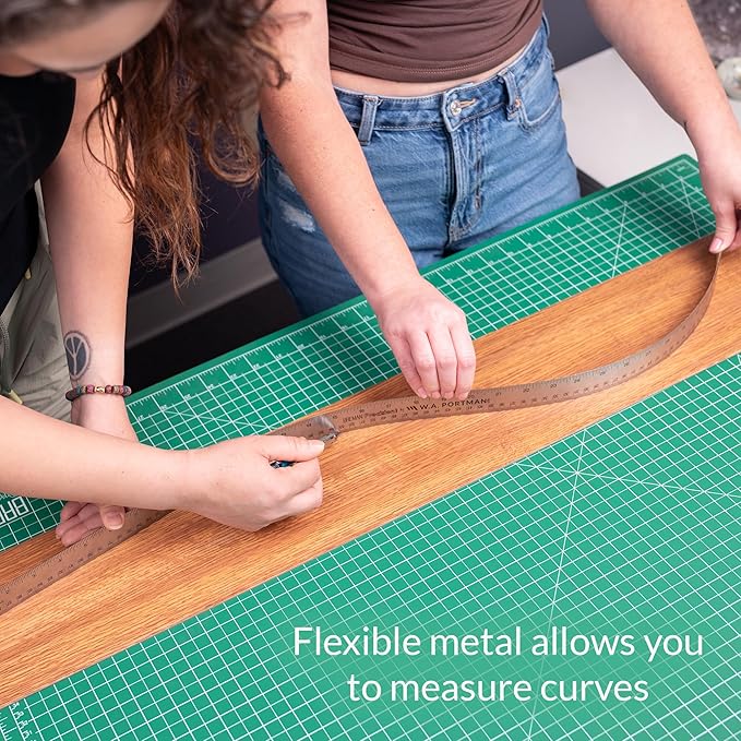 Breman Precision Metal Ruler 18 Inch Cork Back – 10 Pk Stainless Steel Straight Edge, Flexible Non-Slip Metal Ruler with Cork Backing – Imperial & Metric for Crafting, School, Workshop & Home Use
