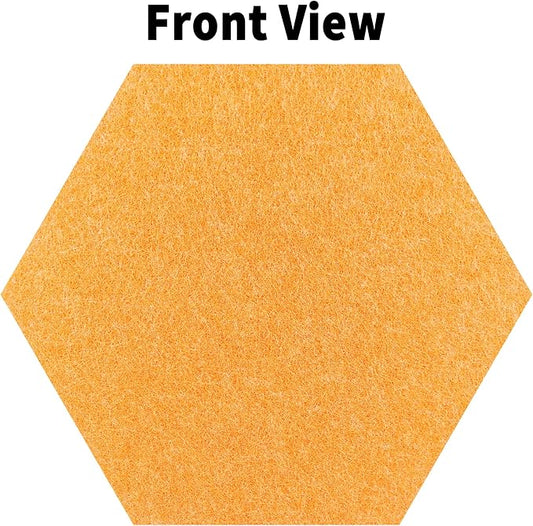 12'' Medium Hexagon Cork-Bulletin Board Tiles Frameless 10 Pack Adhesive Removable Felt Corkboard Decorative Prayer-Vision Board for Home-Office Wall Decor, Hex Tack Pinboard with 30 Pushpins
