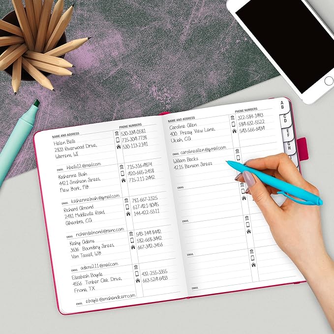 Legend Planner Address Book with Alphabetical Tabs — 645 Contacts