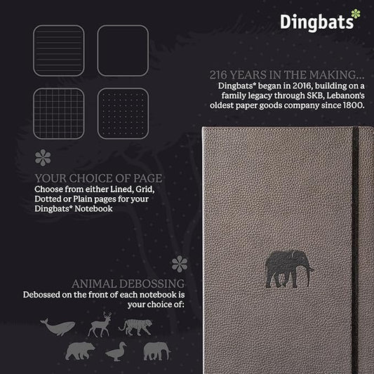 Dingbats* - Wildlife Plain Extra Large A4 Notebook - PU Leather Hardcover Journal for Work, Writing - Pocket, Elastic Closure, Pen Holder, Bookmark