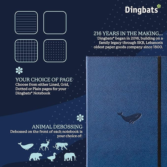 Dingbats* - Wildlife Lined Extra Large A4 Notebook - PU Leather Hardcover Journal for Work, Writing - Pocket, Elastic Closure, Pen Holder, Bookmark