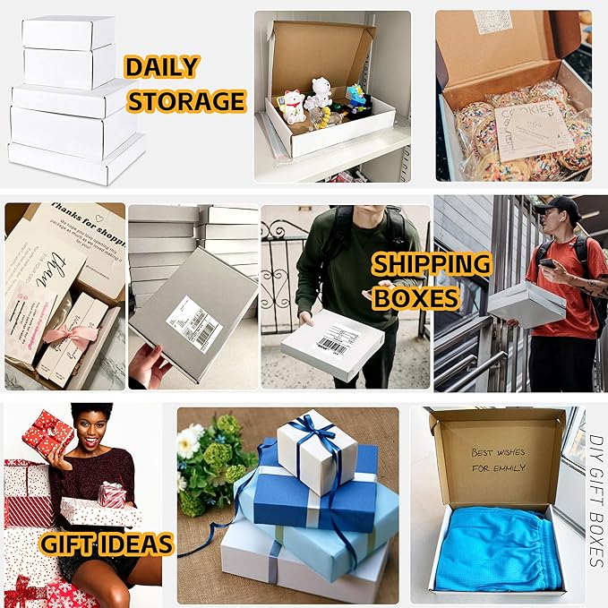 JOWLOT 9x6x3 inch Small Shipping Boxes Set of 25, White Corrugated Cardboard Box Literature Mailer for Mailing Packing Moving and Storage