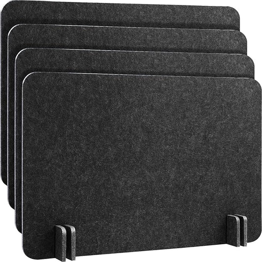 Fabbay 4 Pcs Acoustic Freestanding Desk Divider Desk Partition 16 x 24 Inch Table Freestanding Up Privacy Panel Visual Distraction and Noise Reducing for Office Furniture Classroom (Black Gray)