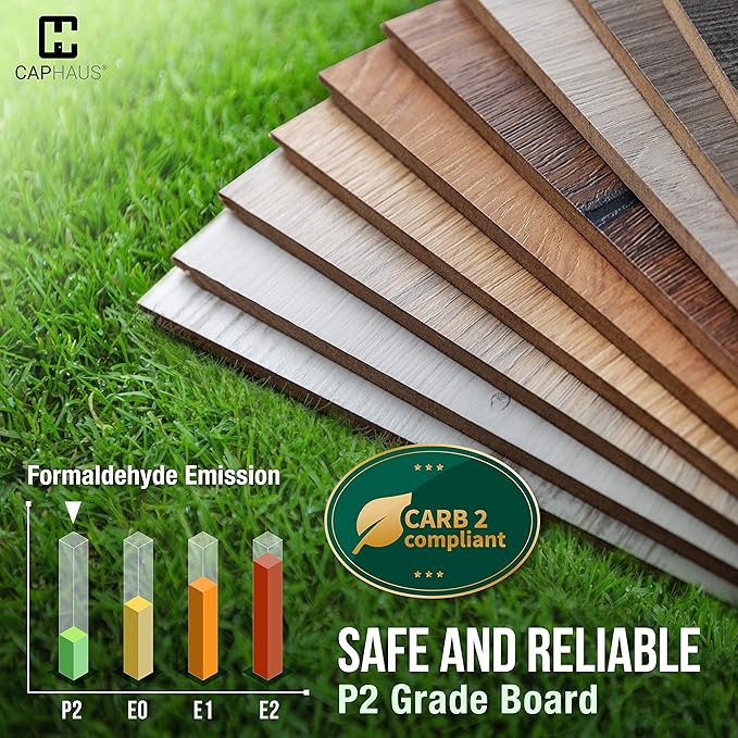CAPHAUS 5 Tier Bookshelf, 24 Inch Width Free Standing Shelf, Bookcase Shelf Storage Organizer, Industrial Book Shelves for Home Office, Living Room, Kitchen, White Wooden Shelves & Gold Frame