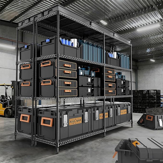 M MZG 4 Tiers Storage Shelves Load 1200LBS, Metal Shelving Wire Metal Shelving Unit Shelves for Storage Adjustable Garage Shelving for Pantry Kitchen Garage Black 15.8" D x 33.5" W x 59.5" H