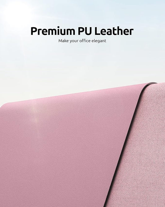 YSAGi Leather Desk Protector, Office Mat, Large Mouse Mat, Non-Slip PU Leather Blotter, Laptop Desk, Waterproof Writing Pad for Office and Home (Pale Mauve, 35.4" x 17")