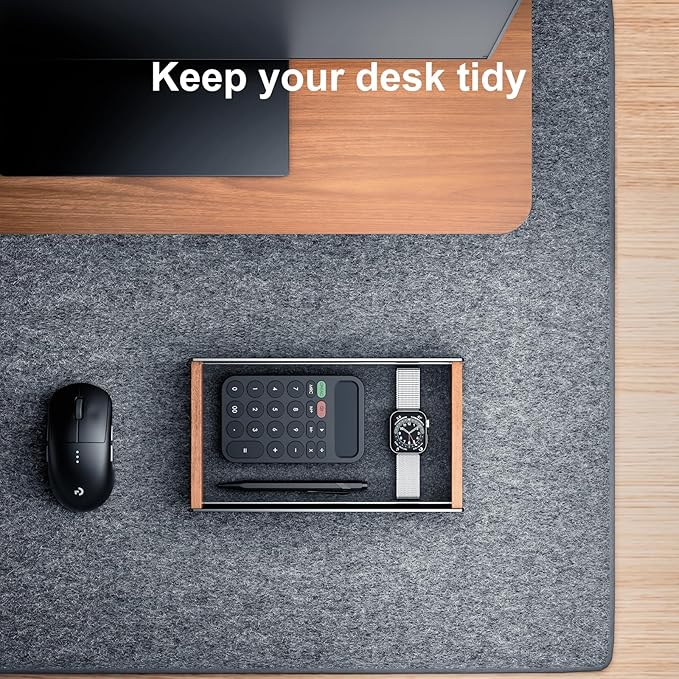 UPERGO Walnut Desk Tray Organizer with Drawer