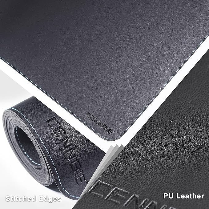 CENNBIE HUGE200 78.8" x 47" Black Leather Desk Mat for Conference Table, Dining Table, Work Table, Banquet Tables, Library Table
