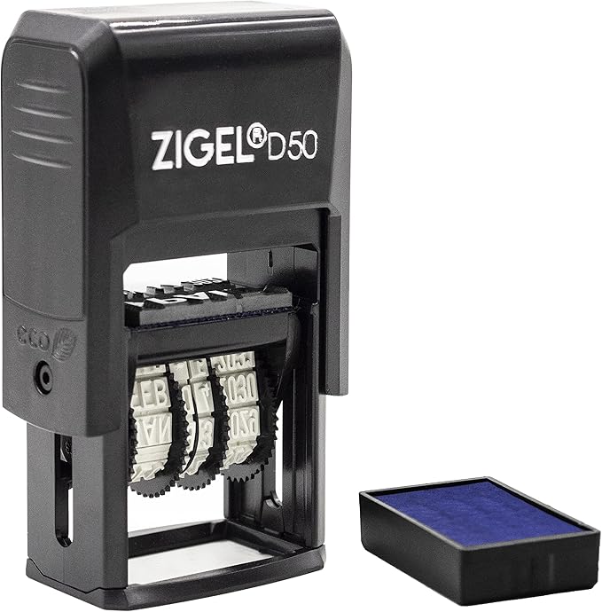 ZIGEL D50 Date Stamp with MAILED - Self Inking Date Stamp - Blue
