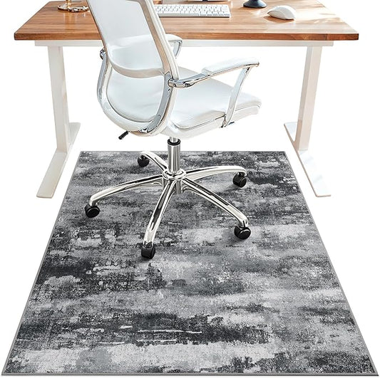 Office Chair Mat for Hardwood Tile Floor, Abstract 48"X 60" Desk Mats for Office Chair on Rolling Chairs Carpet, Desk Anti-Slip 1/5" Thick Rug for Computer Chair, Thin Low-Pile Floor Mat, Dark