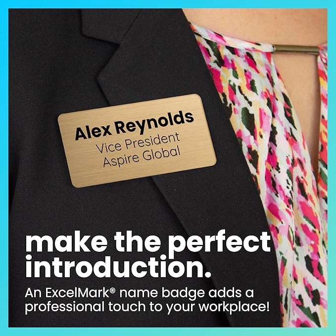 ExcelMark Custom Name Tag - Engraved Name Badge with Pin or Magnetic Backing, 16 Colors, 6 Fonts, and 2 Sizes to Choose from (Black w/White Letters, 1"x 3")