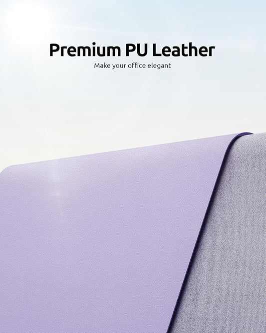 YSAGi Leather Desk Protector, Office Mat, Large Mouse Mat, Non-Slip PU Leather Blotter, Laptop Desk Pad, Waterproof Writing Pad for Office and Home (Light Purple, 31.5" x 15.8")