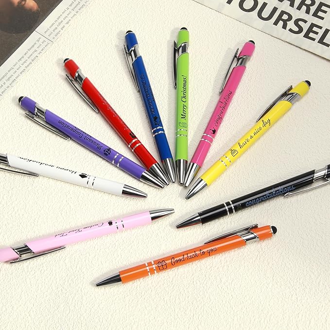 ENOMY Personalized Pens Bulk Free Engraved with Logo/Name/Message Black Ink Custom Pens Customized Stylus Ballpoint Pens Ideal Gifts for Business Anniversary (50)