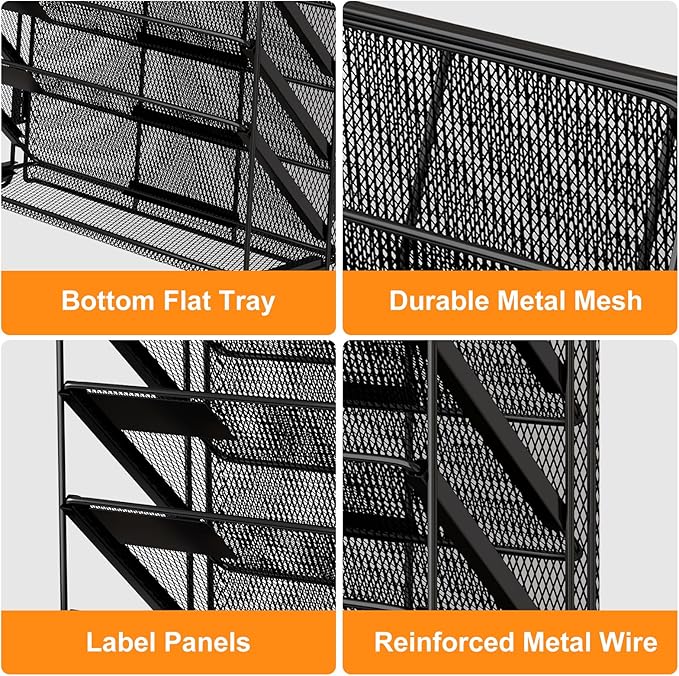 Kuntine.B Wall File Organizer — 7-Tier, Black
