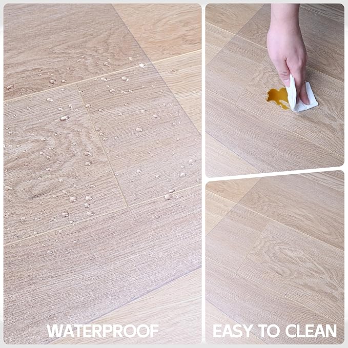 HOMEK Office Chair Mat for Hardwood Floor, 48” x 40” Crystal Clear Hard Floor Chair Mat, Transparent Floor Protector Mat Flat Without Curling