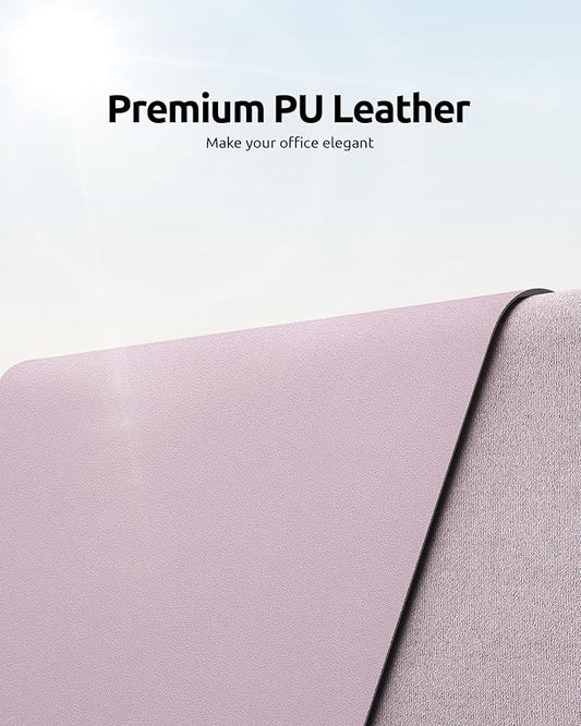YSAGi Leather Desk Protector, Office Mat, Large Mouse Mat, Non-Slip PU Leather Blotter, Laptop Pad, Waterproof Writing Pad for Office and Home (Grayish Lavender, 35.4" x 17")