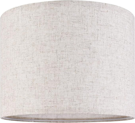 GO&SO Oatmeal Linen Lamp shades Large Drum Linen Lampshade 16" Top x 16" Bottom x 12" High (Spider) Farmhouse Lampshade for Table & Floor Lamp - Lampshades Replacement