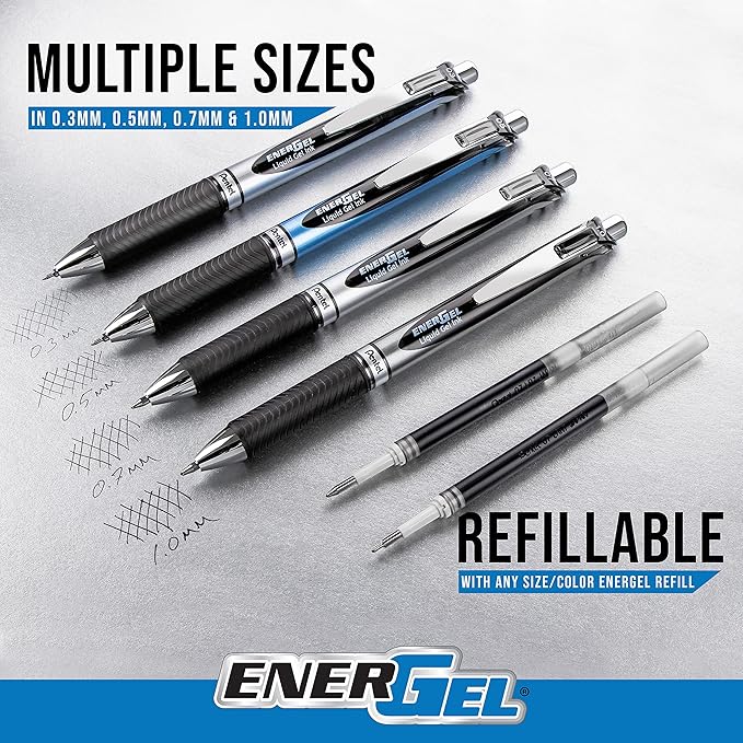 Pentel EnerGel RTX Liquid Gel Pens, Medium (0.7mm), Violet, 4-pk (BL77PF4V)